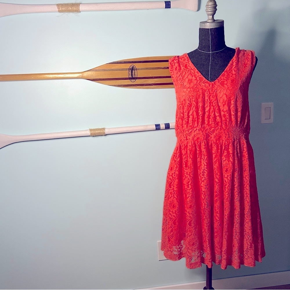 Wrangler Lace Swing Dress- Coral